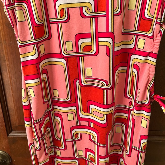 Almost Famous Retro Pink and Orange Midi Dress with cut out on side. Size L - Picture 6 of 6